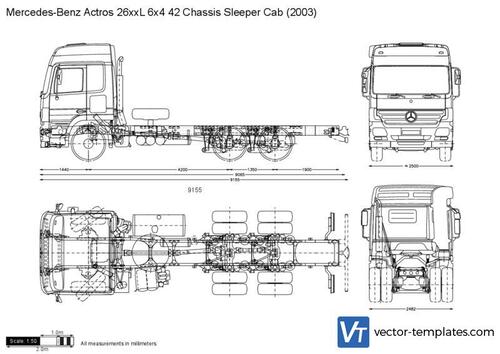 Mercedes-Benz Actros 26xxL 6x4 42 Chassis Sleeper Cab