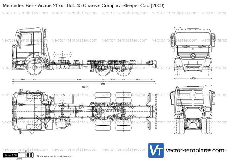 Mercedes-Benz Actros 26xxL 6x4 45 Chassis Compact Sleeper Cab