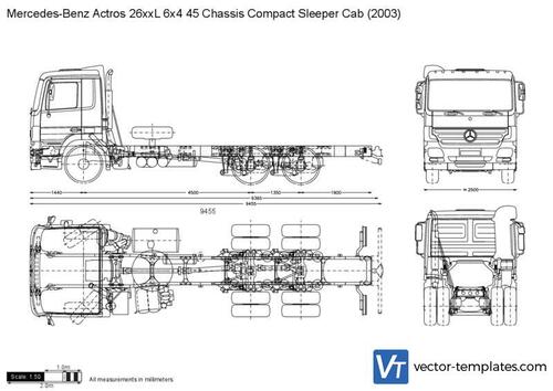 Mercedes-Benz Actros 26xxL 6x4 45 Chassis Compact Sleeper Cab