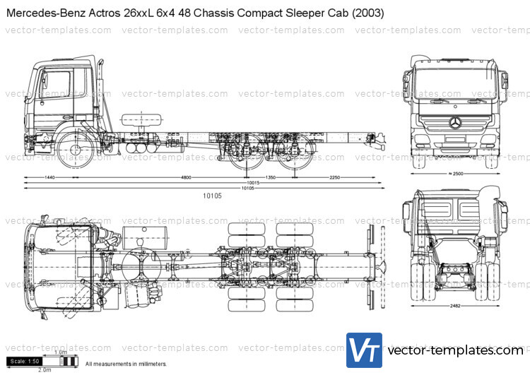 Mercedes-Benz Actros 26xxL 6x4 48 Chassis Compact Sleeper Cab