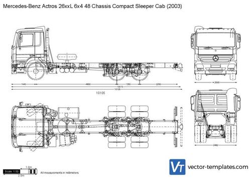 Mercedes-Benz Actros 26xxL 6x4 48 Chassis Compact Sleeper Cab