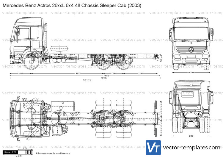 Mercedes-Benz Actros 26xxL 6x4 48 Chassis Sleeper Cab