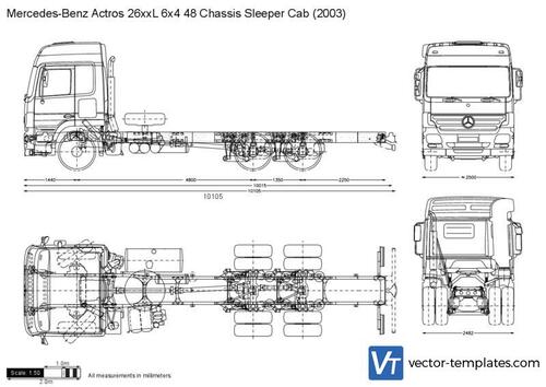 Mercedes-Benz Actros 26xxL 6x4 48 Chassis Sleeper Cab