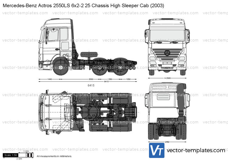 Mercedes-Benz Actros 2550LS 6x2-2 25 Chassis High Sleeper Cab