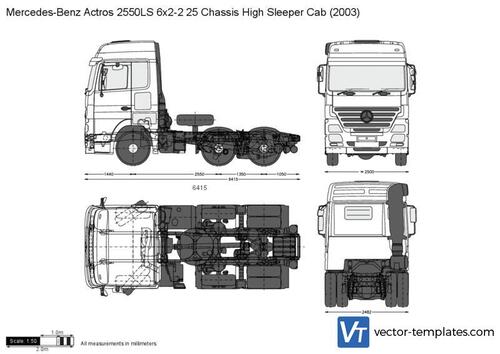 Mercedes-Benz Actros 2550LS 6x2-2 25 Chassis High Sleeper Cab