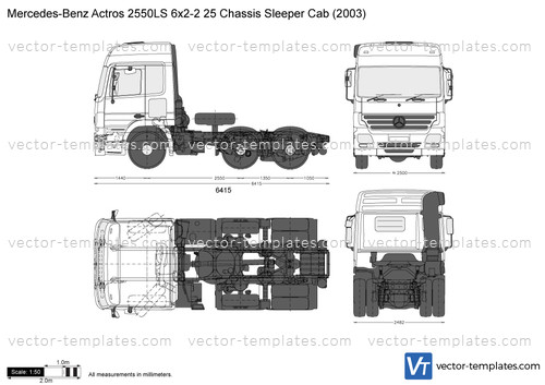 Mercedes-Benz Actros 2550LS 6x2-2 25 Chassis Sleeper Cab