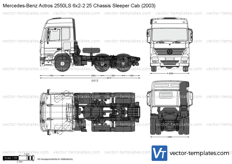 Mercedes-Benz Actros 2550LS 6x2-2 25 Chassis Sleeper Cab