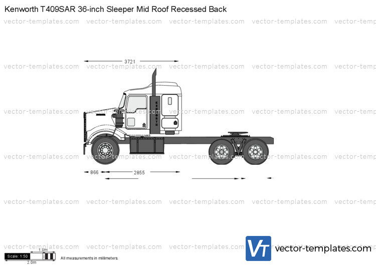 Kenworth T409SAR 36-inch Sleeper Mid Roof Recessed Back