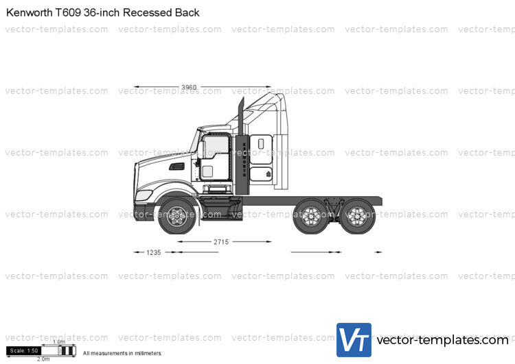 Kenworth T609 36-inch Recessed Back