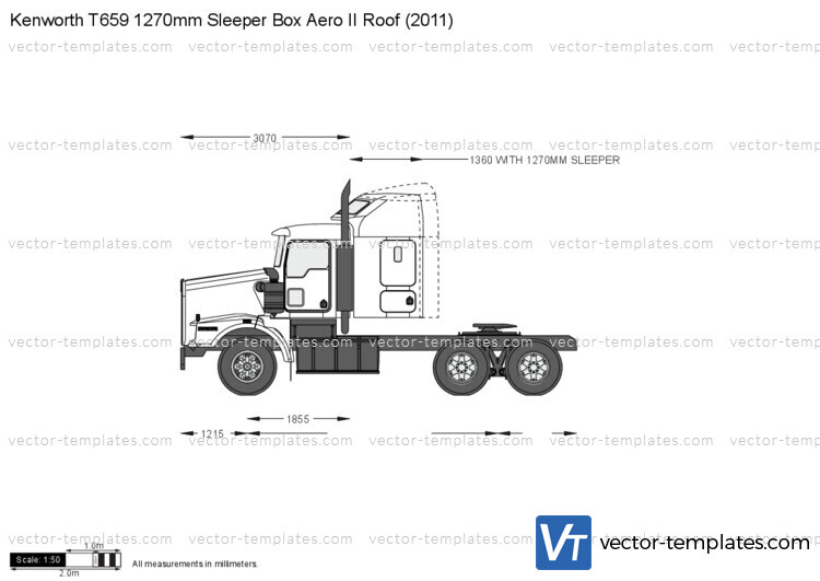 Kenworth T659 1270mm Sleeper Box Aero II Roof