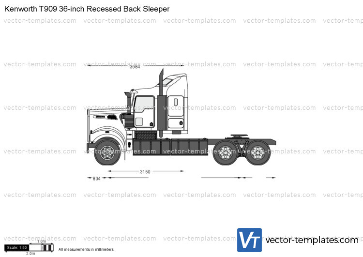 Kenworth T909 36-inch Recessed Back Sleeper