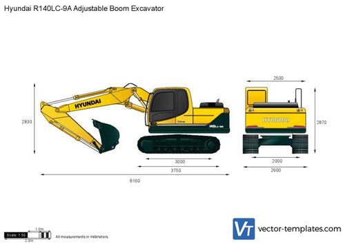 Hyundai R140LC-9A Adjustable Boom Excavator