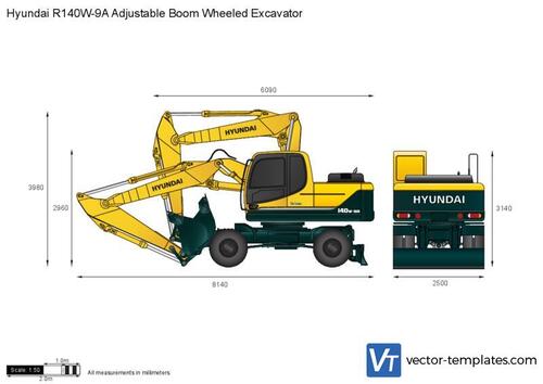 Hyundai R140W-9A Adjustable Boom Wheeled Excavator