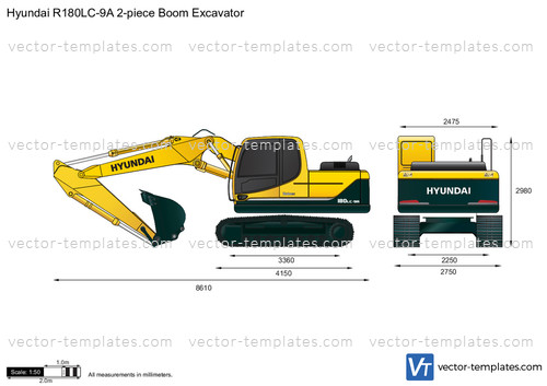 Hyundai R180LC-9A 2-piece Boom Excavator