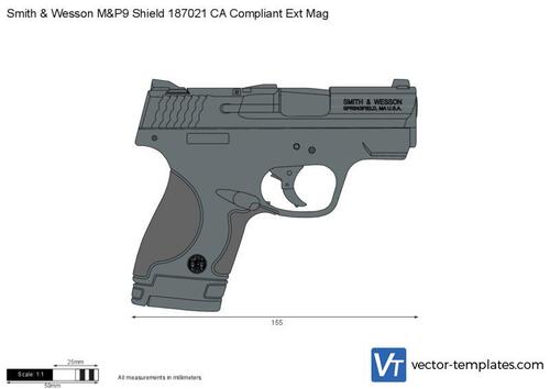 Smith & Wesson M&P9 Shield 187021 CA Compliant Ext Mag