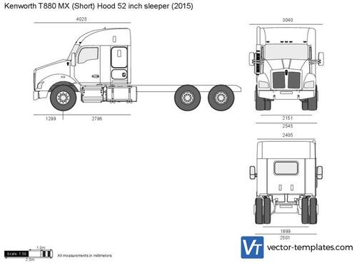 Kenworth T880 MX (Short) Hood 52 inch sleeper