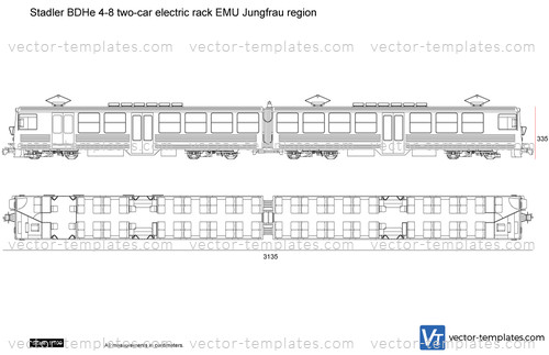 Stadler BDHe 4-8 two-car electric rack EMU Jungfrau region