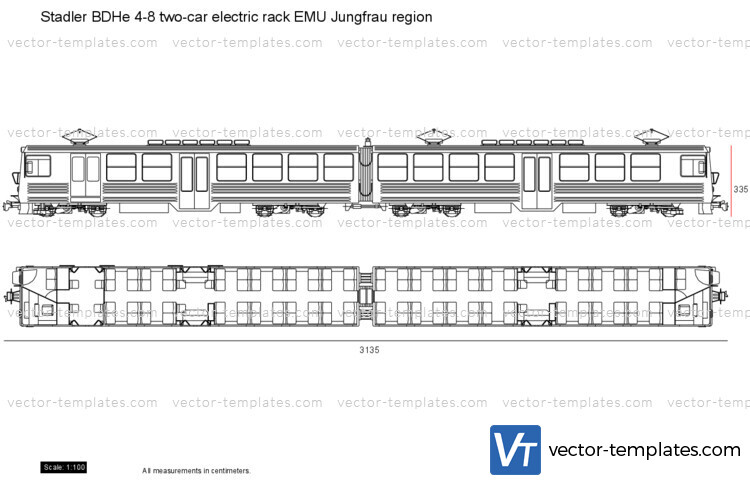 Stadler BDHe 4-8 two-car electric rack EMU Jungfrau region