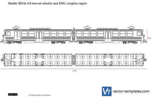 Stadler BDHe 4-8 two-car electric rack EMU Jungfrau region