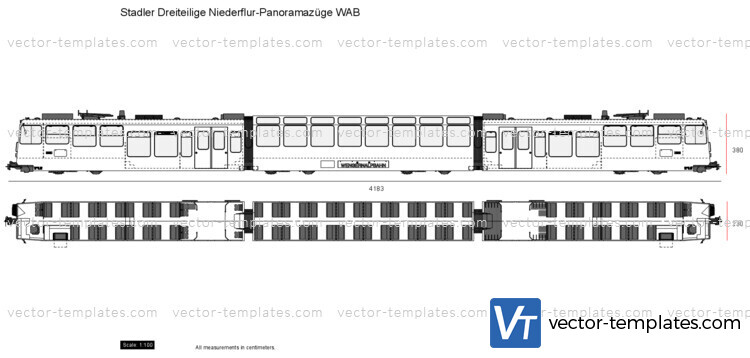 Stadler Dreiteilige Niederflur-Panoramazuge WAB