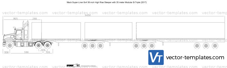 Mack Super-Liner 6x4 36-inch High Rise Sleeper with 35 meter Modular B-Triple