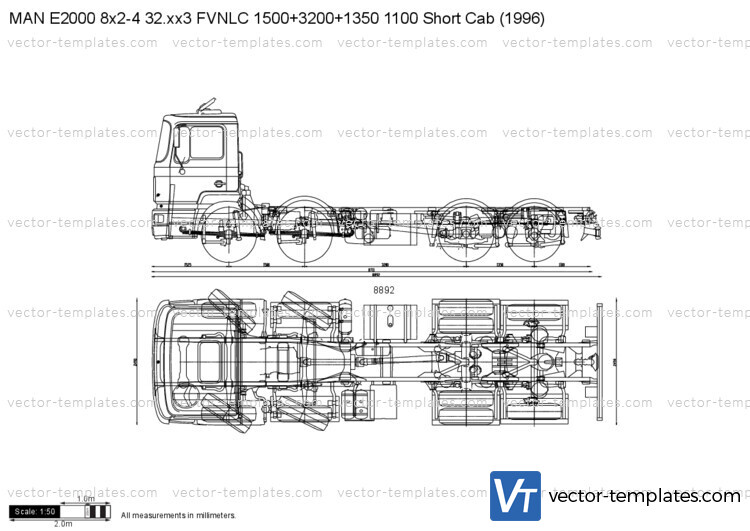 MAN E2000 8x2-4 32.xx3 FVNLC 1500+3200+1350 1100 Short Cab