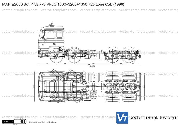 MAN E2000 8x4-4 32.xx3 VFLC 1500+3200+1350 725 Long Cab