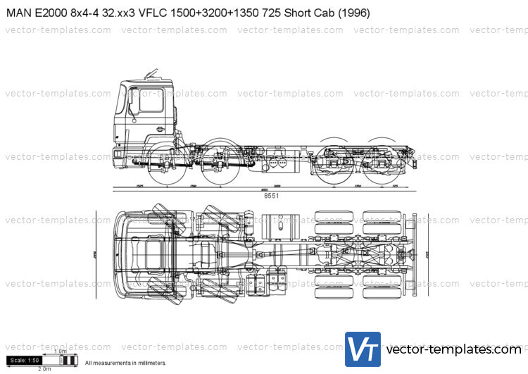 MAN E2000 8x4-4 32.xx3 VFLC 1500+3200+1350 725 Short Cab