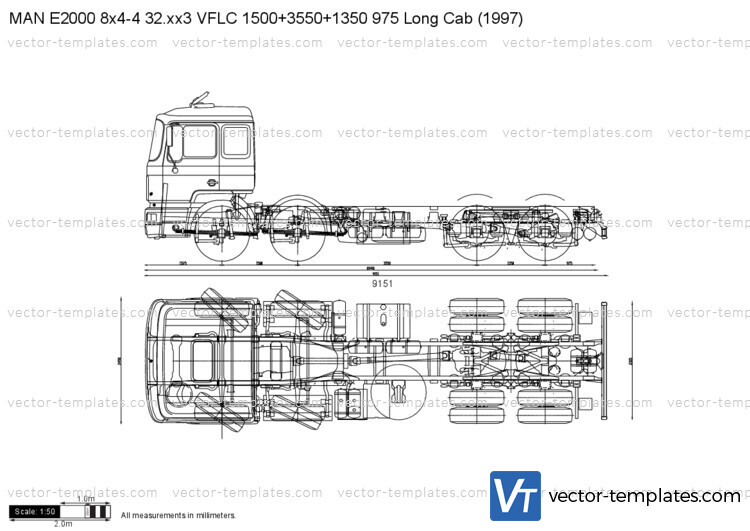 MAN E2000 8x4-4 32.xx3 VFLC 1500+3550+1350 975 Long Cab