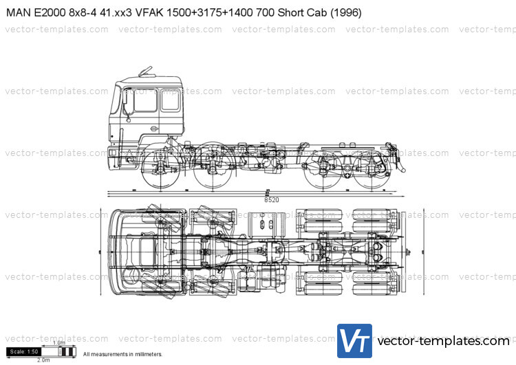 MAN E2000 8x8-4 41.xx3 VFAK 1500+3175+1400 700 Short Cab