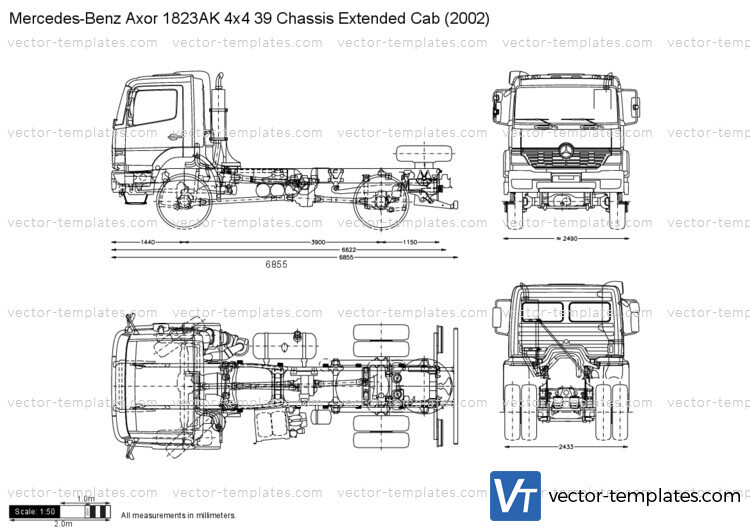 Mercedes-Benz Axor 1823AK 4x4 39 Chassis Extended Cab