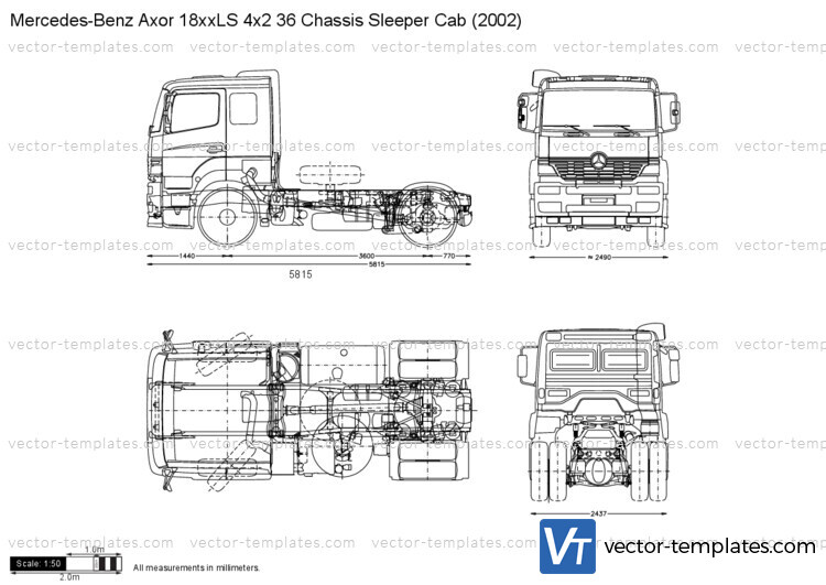 Mercedes-Benz Axor 18xxLS 4x2 36 Chassis Sleeper Cab