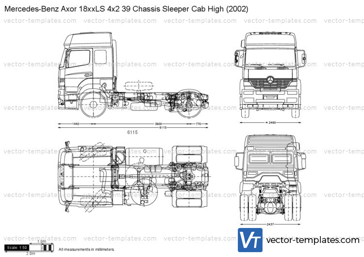 Mercedes-Benz Axor 18xxLS 4x2 39 Chassis Sleeper Cab High