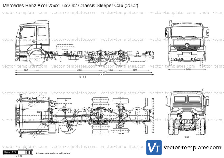 Mercedes-Benz Axor 25xxL 6x2 42 Chassis Sleeper Cab