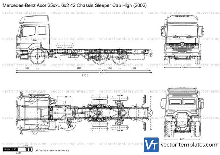 Mercedes-Benz Axor 25xxL 6x2 42 Chassis Sleeper Cab High