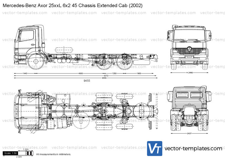 Mercedes-Benz Axor 25xxL 6x2 45 Chassis Extended Cab