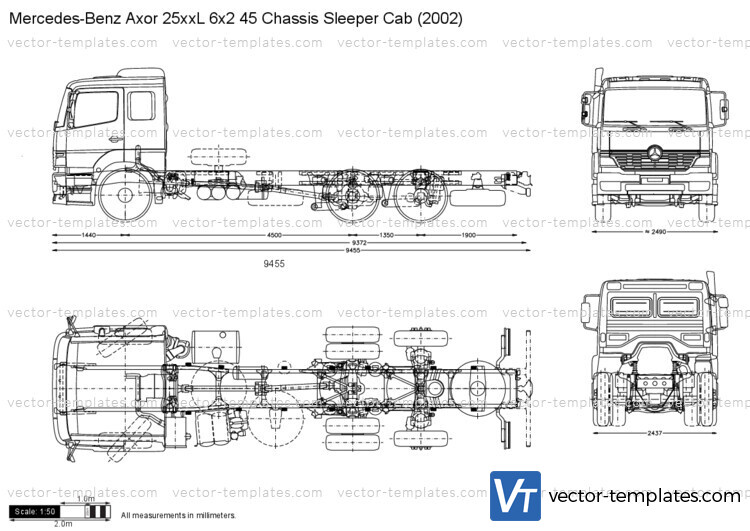 Mercedes-Benz Axor 25xxL 6x2 45 Chassis Sleeper Cab