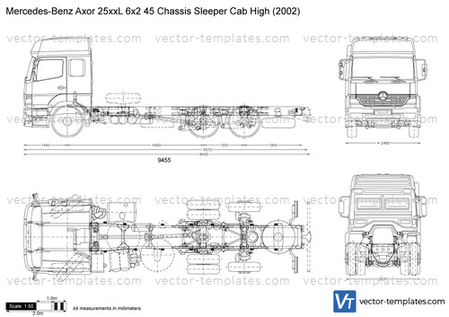 Mercedes-Benz Axor 25xxL 6x2 45 Chassis Sleeper Cab High