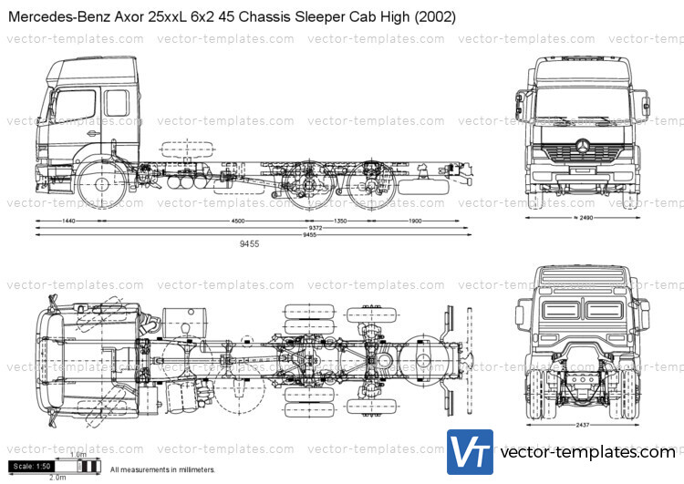 Mercedes-Benz Axor 25xxL 6x2 45 Chassis Sleeper Cab High