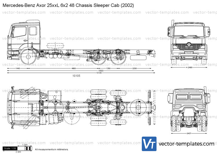 Mercedes-Benz Axor 25xxL 6x2 48 Chassis Sleeper Cab