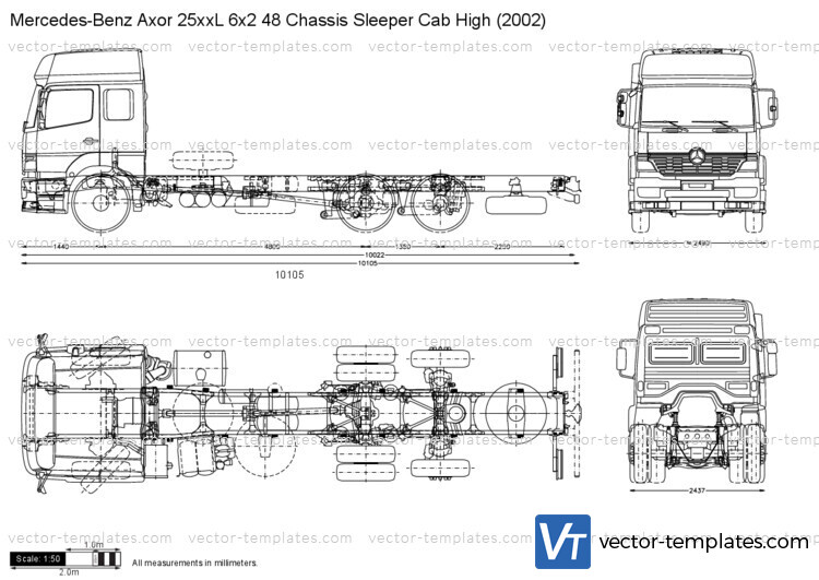 Mercedes-Benz Axor 25xxL 6x2 48 Chassis Sleeper Cab High