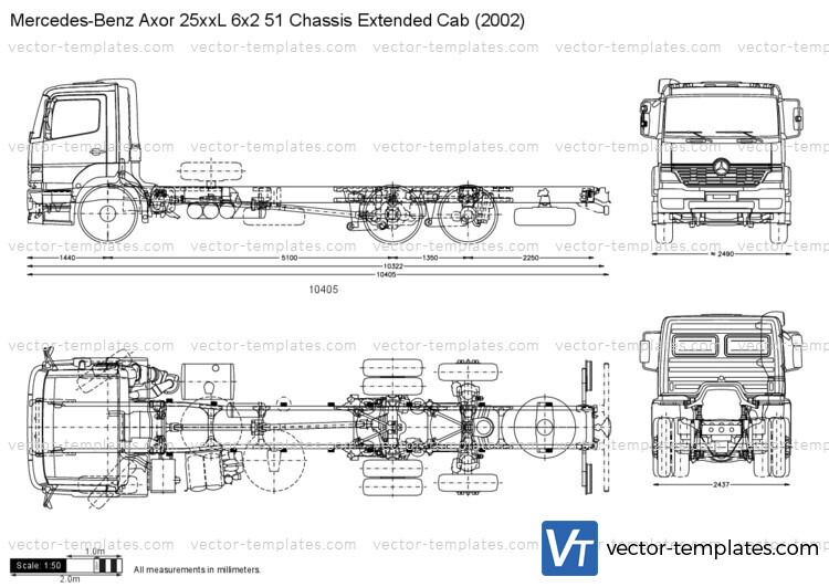 Mercedes-Benz Axor 25xxL 6x2 51 Chassis Extended Cab