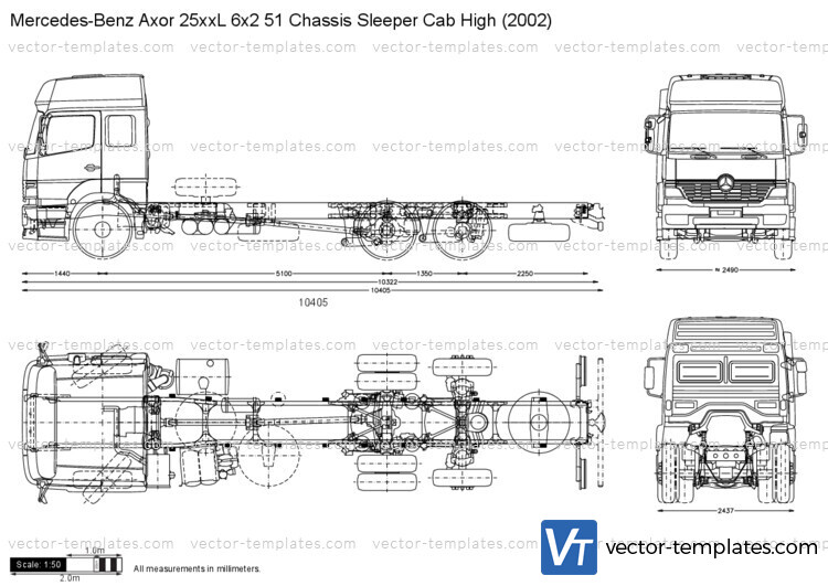 Mercedes-Benz Axor 25xxL 6x2 51 Chassis Sleeper Cab High