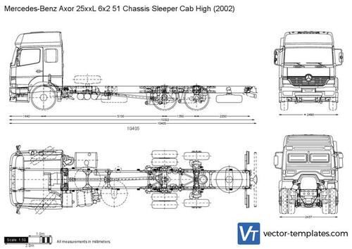 Mercedes-Benz Axor 25xxL 6x2 51 Chassis Sleeper Cab High