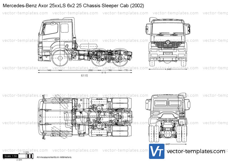 Mercedes-Benz Axor 25xxLS 6x2 25 Chassis Sleeper Cab