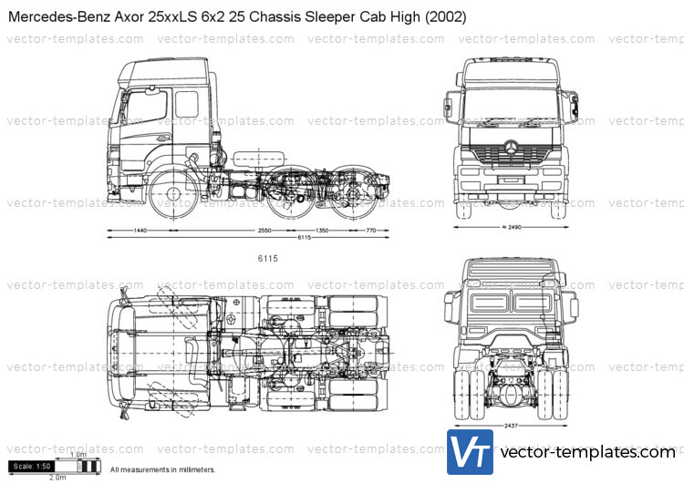 Mercedes-Benz Axor 25xxLS 6x2 25 Chassis Sleeper Cab High