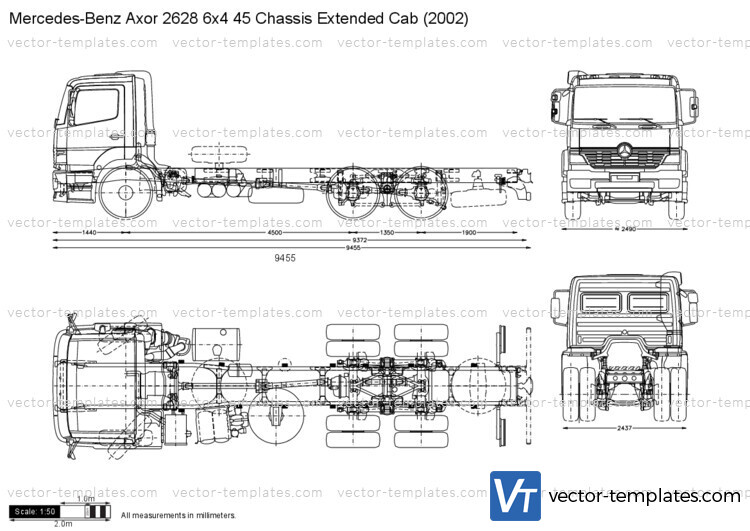 Mercedes-Benz Axor 2628 6x4 45 Chassis Extended Cab