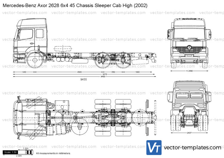 Mercedes-Benz Axor 2628 6x4 45 Chassis Sleeper Cab High