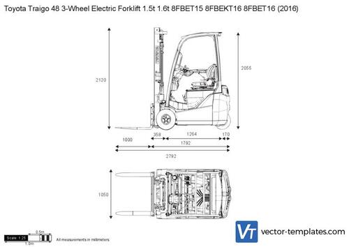 Toyota Traigo 48 3-Wheel Electric Forklift 1.5t 1.6t 8FBET15 8FBEKT16 8FBET16