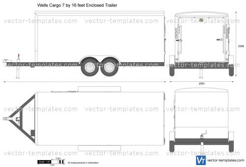 Wells Cargo 7 by 16 feet Enclosed Trailer